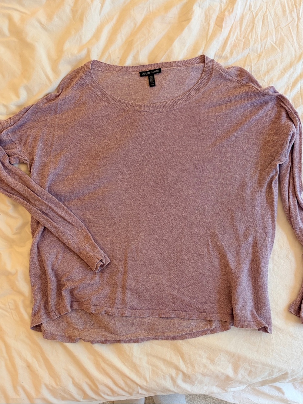 Eileen Fisher Lavender Long-Sleeve Crewneck Top